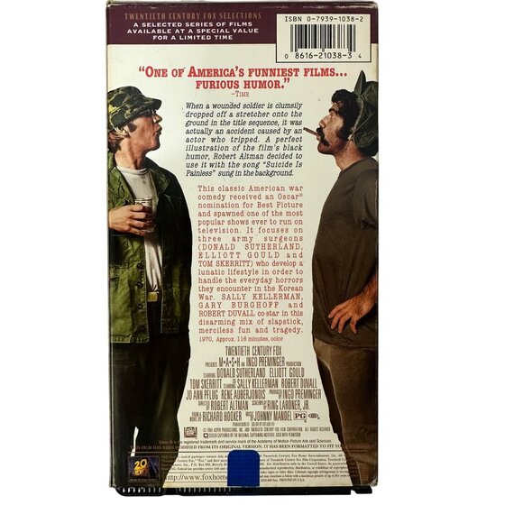 MASH VHS 1970 Twentieth Century Fox Selections Donald Sutherland & Elliot Gould - Picture 2 of 8